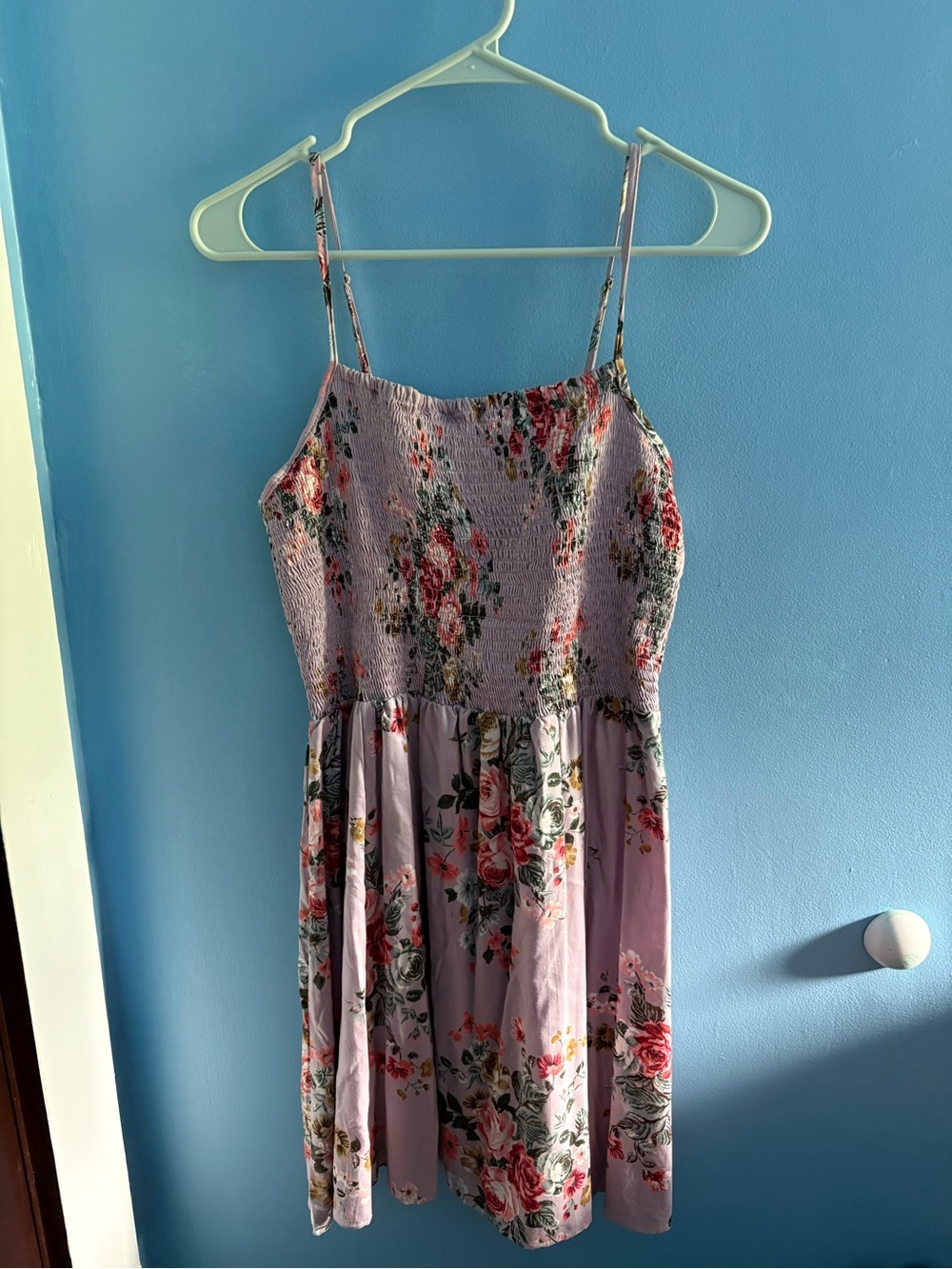 Angie Lilac Floral Spaghetti Strap Mini Dress